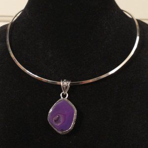 Purple Agate Druzy Pendant